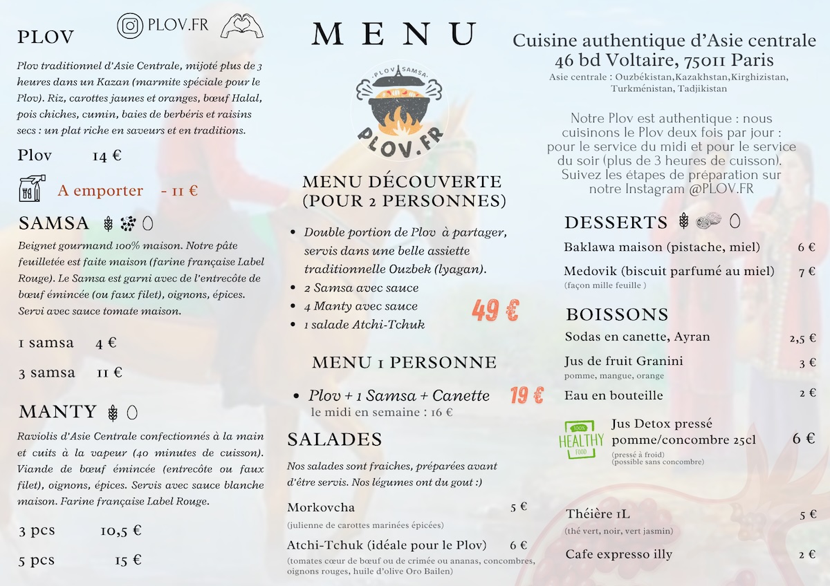 Menu Voltaire — Plats